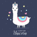 Cute and beautiful Llama with horn Unicorn