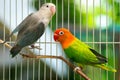 Cute and Beautiful Love Birds Couple in the Cage Royalty Free Stock Photo