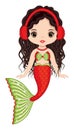 Vector Beautiful Christmas Mermaid with Headphones