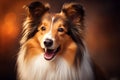 cute beautiful Shetland Sheepdog dog portrait for advertising with copy space