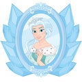 Cute Beautiful Snow Queen Magic Mirror Royalty Free Stock Photo