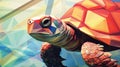 cute beautiful turtle artwork, simple modern style, ai generated image