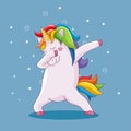 Cute beautiful unicorn doing dabbing