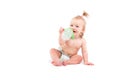 Cute beauty little girl with baby bottle Royalty Free Stock Photo