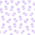 Cute Beauty Purple Flower Vector Seamless Pattern Design