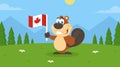 Cute Beaver Cartoon Mascot Character Holding A Canadian Flag Royalty Free Stock Photo