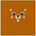 Cute beaver portrait square smiley head cartoon round shape animal face, isolated mascot avatar vector illustration Royalty Free Stock Photo