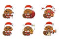 cute beaver set, animal character bundles in santa costumes, animals wearing christmas costumes. cartoon in kawaii style