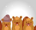 Cute beavers cartoons vector design