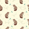 Cute beavers seamless pattern for kids.