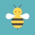 Cute bee, bumble bee flat icon vector