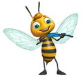 cute Bee cartoon character with guitar