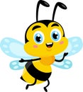 Cute Bee Cartoon Character Waving For Greeting Royalty Free Stock Photo