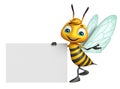 cute Bee cartoon character with white board Royalty Free Stock Photo