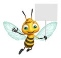 cute Bee cartoon character with white board Royalty Free Stock Photo