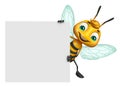 cute Bee cartoon character with white board Royalty Free Stock Photo