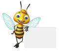 cute Bee cartoon character with white board Royalty Free Stock Photo