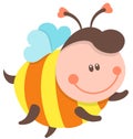 Cute Bee Cartoon Flying. Vector Isolated Illustration