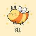 Cute Bee cartoon hand drawn style