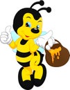 Cute bee cartoon with honey Royalty Free Stock Photo