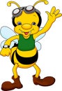 Cute bee cartoon waving Royalty Free Stock Photo