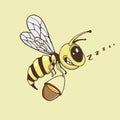 Cute bee collects a honey