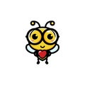 cute bee design holding heart Royalty Free Stock Photo