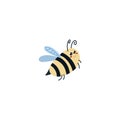 Cute bee fly. Funny cartoon character. Vector illustration in flat style. Royalty Free Stock Photo