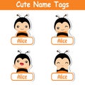 Cute bee girl cartoon illustration suitable for kid name tags Royalty Free Stock Photo