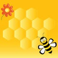 Cute bee with honeycombs vector