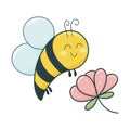 Cute bee over flower, spring time concept