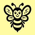 Cute bee silhouette vector illustration. Logotype bee silhouette. Royalty Free Stock Photo
