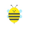 Cute bee with striped body and wings, childish funny insect mascot Royalty Free Stock Photo