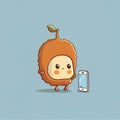 cute beechnut cartoon character looking at the smartphone, cartoon style, modern simple illustration