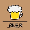 Cute beer hand-drawn style, vector illustration.