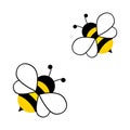 Cute bees character. Cartoon flying bee. Vector isolated Royalty Free Stock Photo