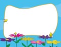 Vector spring template. Cute bees on colorful flowers with white background for text Royalty Free Stock Photo