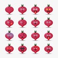 Cute beetroot with emoticons set