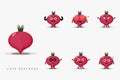 Cute beetroot mascot design set