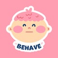 Cute Behave Boy Circle Stiker