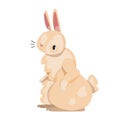 Cute beige rabbit with big ears. Happy easter. Cute hare. Vector image