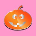 Cute benevolent orange pumpkin sticker on a colored background.