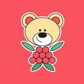 Cute berry Teddy bear Sticker Royalty Free Stock Photo