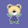 Cute berry Teddy bear Sticker Royalty Free Stock Photo