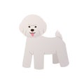 Cute Bichon Frise puppy in flat style. Cartoon dog with white fluffy coat isolated on white background. Vector illustration Royalty Free Stock Photo