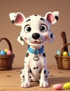 Easter Dalmatian Puppy,generative ai Royalty Free Stock Photo