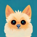 Cute big-eyed dog portrait. Portrait of a pomeranian. Sweet doggy. AI-generated