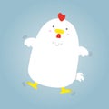 Cute big fat white hen flying Royalty Free Stock Photo