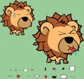 Cute big head baby lion cartoon expressions collection Royalty Free Stock Photo