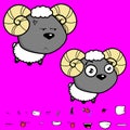 Cute big head baby ram cartoon expressions collection set Royalty Free Stock Photo